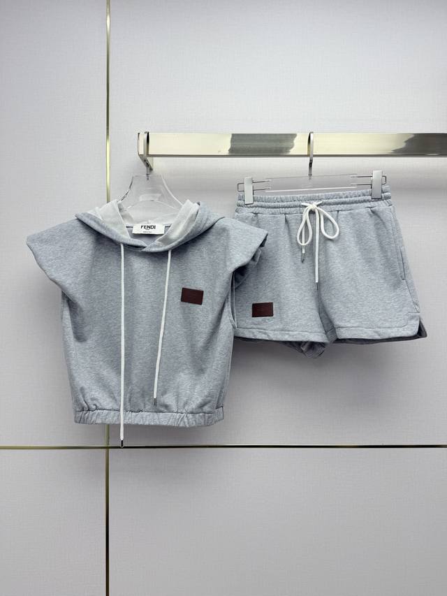 Louis Vuitto* 26Ss New Style Short Sleeve Hoodie and Shorts Set with Small Tag D