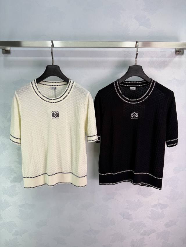 p200 Loe*26 Spring/Summer New Color-Blocked Knit Short-Sleeve Top. Soft and brea