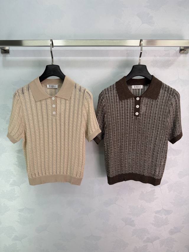 p180 Bc*26 Spring/Summer New Cable Knit Polo Shirt. Featuring a classic cable kn