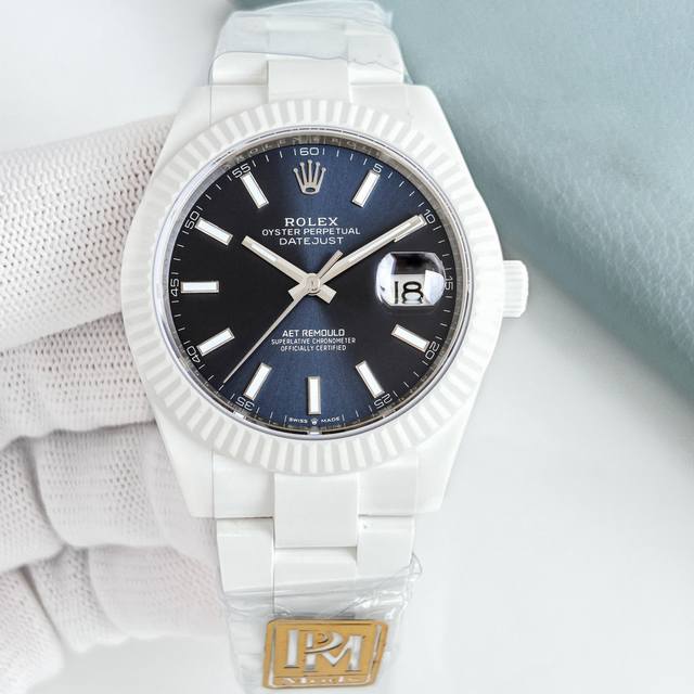 3770ppm-Rolex 日志Aet Remould 41Mm全陶瓷日志型，细腻的哑光白陶瓷，质感无敌，上手超轻盈，完全没有金属的厚重感。纯净外观蕴含的结构之