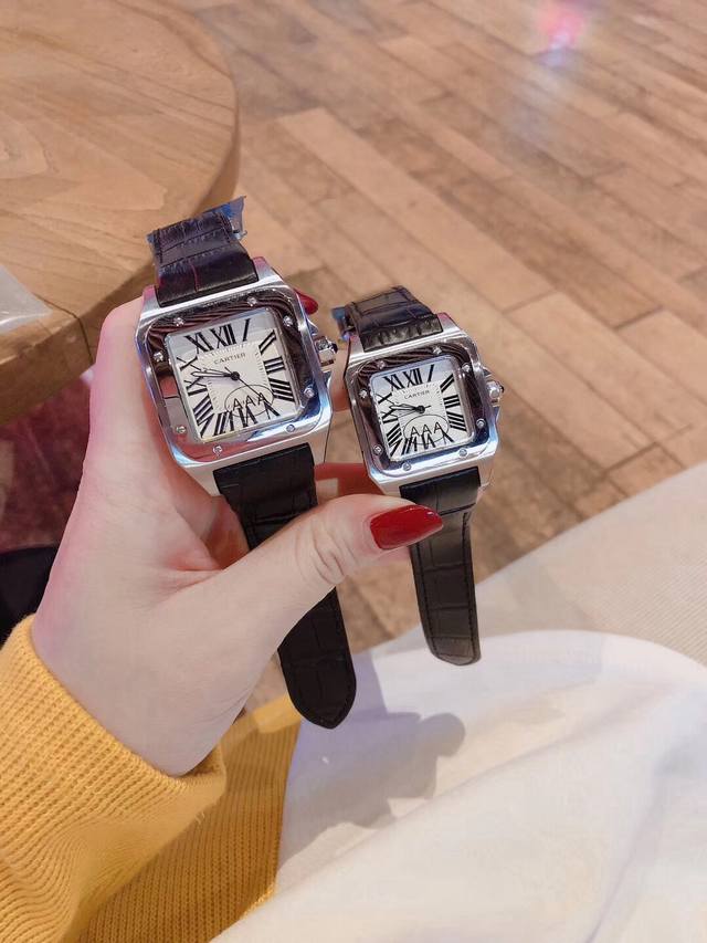 310 Cartier Santos Classic Couple Watch, High-Quality Imported Quartz Movement,