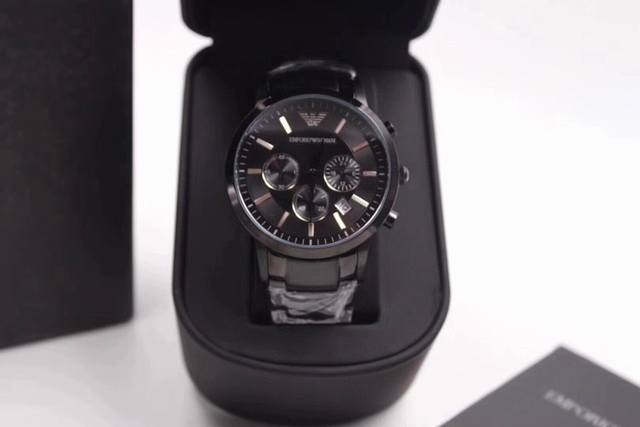 390品牌阿玛尼Armani 型号：Ar2458白面Ar2448蓝面 Ar2434黑面 进口石英机芯'矿物强化玻璃镜面'不锈精钢表带隐形双锁扣'三眼计时日期窗口