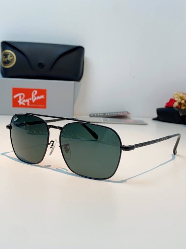 p120 Rayban雷朋 太阳镜金属方形双梁眼镜男女开车防晒墨镜 Caravan 方形框金属太阳眼镜 Rb3636 Size:57口15-140