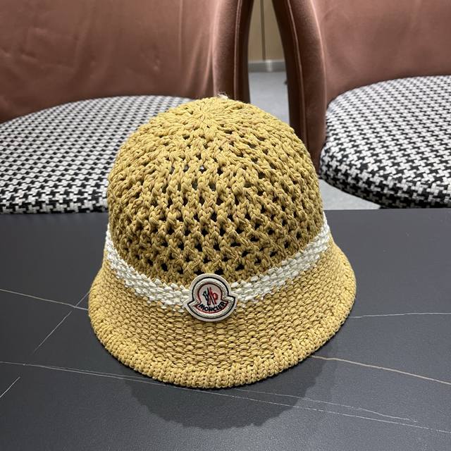 p80 Moncler 蒙口 缕空透气渔夫帽女夏季新款遮阳防晒显脸小盆帽户外休闲太阳帽