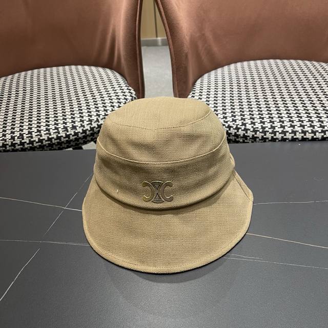 p80 Celine Spring Style Popular Big Bow Wire Bucket Hat, Japanese Sweet and Vers