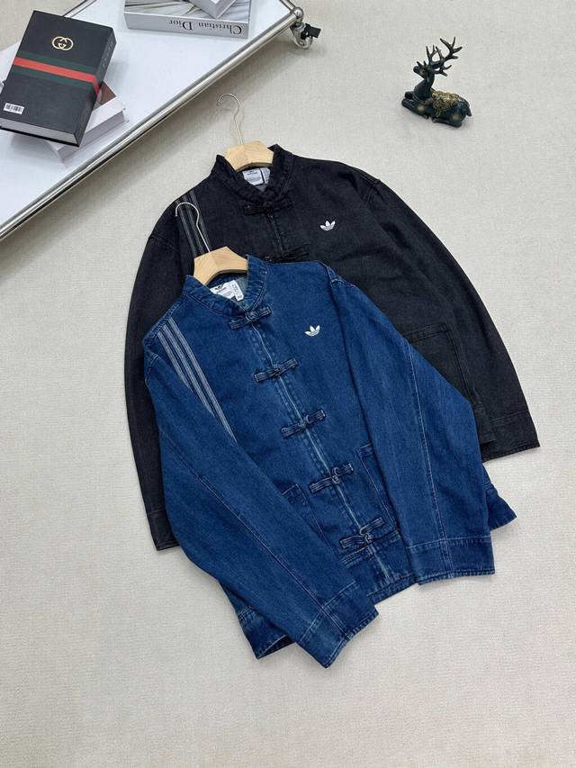 140 Real Photos Adidas Originals Snake Year Chinese Style Stand Collar Denim Loo