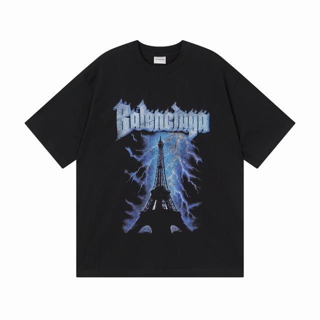 Local Pickup: 170 Balenciaga Eiffel Tower Series Direct Print Short-Sleeve T-Shi