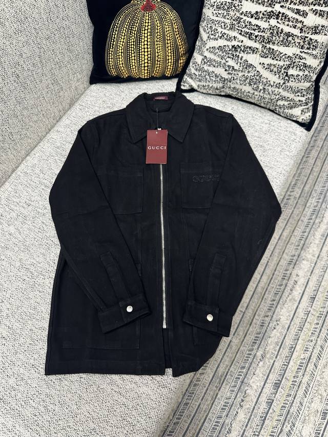 p270 G brand new style shirt collar zipper logo embroidered long-sleeved denim j