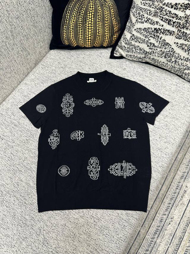 p250 Hermes 2026 New Spring/Summer Collection Jacquard Ribbed Trim Short-Sleeve