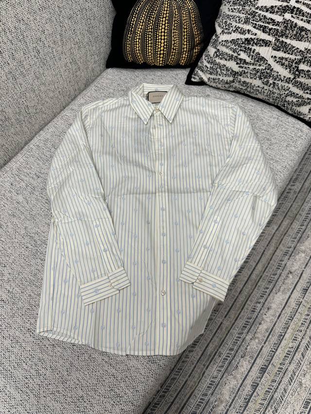 p270 G brand new 2026 GG striped square neck single-breasted long-sleeved shirt,