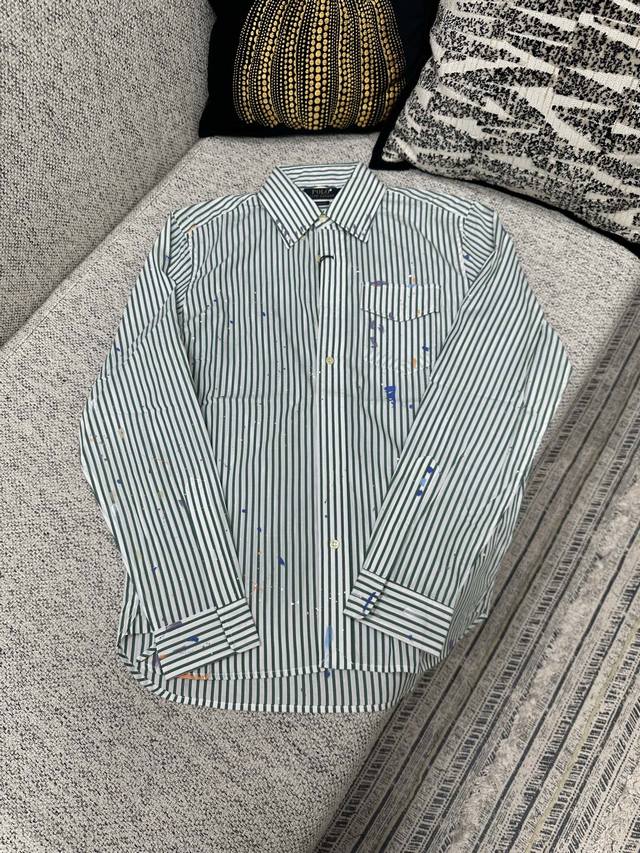 p280 Polo 26 New Style Splatter Striped Cotton Long-Sleeve Shirt, Classic Men's,