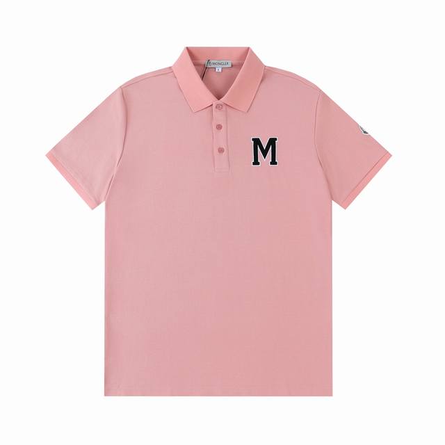 110 Moncler M-letter embroidered solid color simple polo shirt. Upgraded design,