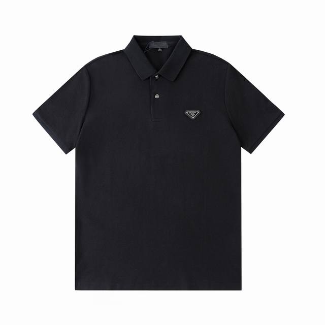 110 Prada metal custom button, triangle badge polo shirt. Upgraded, inspired by