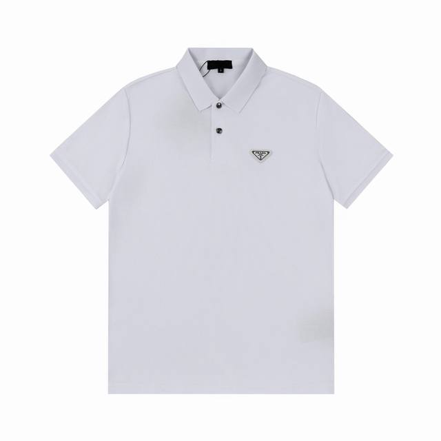 110 Prada metal custom button, triangle badge polo shirt. Upgraded, inspired by