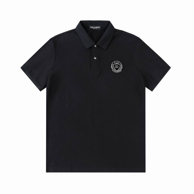 120 Dolce & Gabbana (Dg) letter badge, brand metal logo button, new summer polo