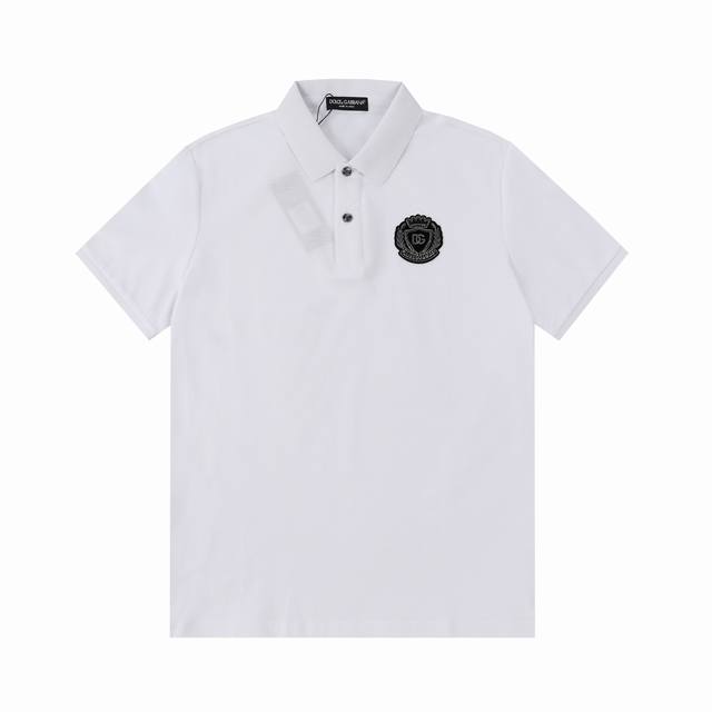 120 Dolce & Gabbana (Dg) letter badge, brand metal logo button, new summer polo