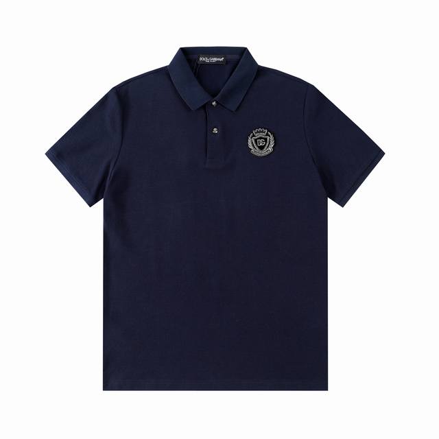 120 Dolce & Gabbana (Dg) letter badge, brand metal logo button, new summer polo