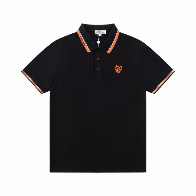 p110, 2025 New Hermes Autumn/Summer Polo Shirt, Men's Stylish Color-Blocked Coll