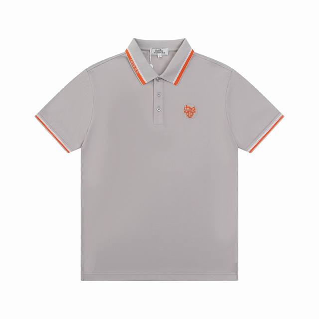 p110, 2025 New Hermes Autumn/Summer Polo Shirt, Men's Stylish Color-Blocked Coll