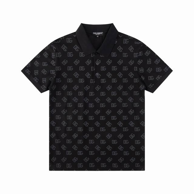 120 Dolce & Gabbana (Dg) all-over jacquard print polo shirt for men, new summer