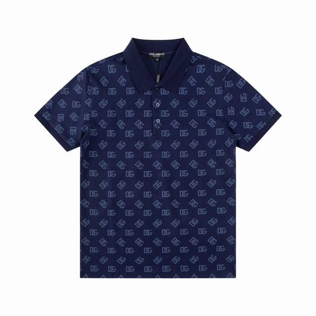 120 Dolce & Gabbana (Dg) all-over jacquard print polo shirt for men, new summer