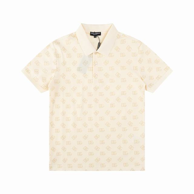 120 Dolce & Gabbana (Dg) all-over jacquard print polo shirt for men, new summer