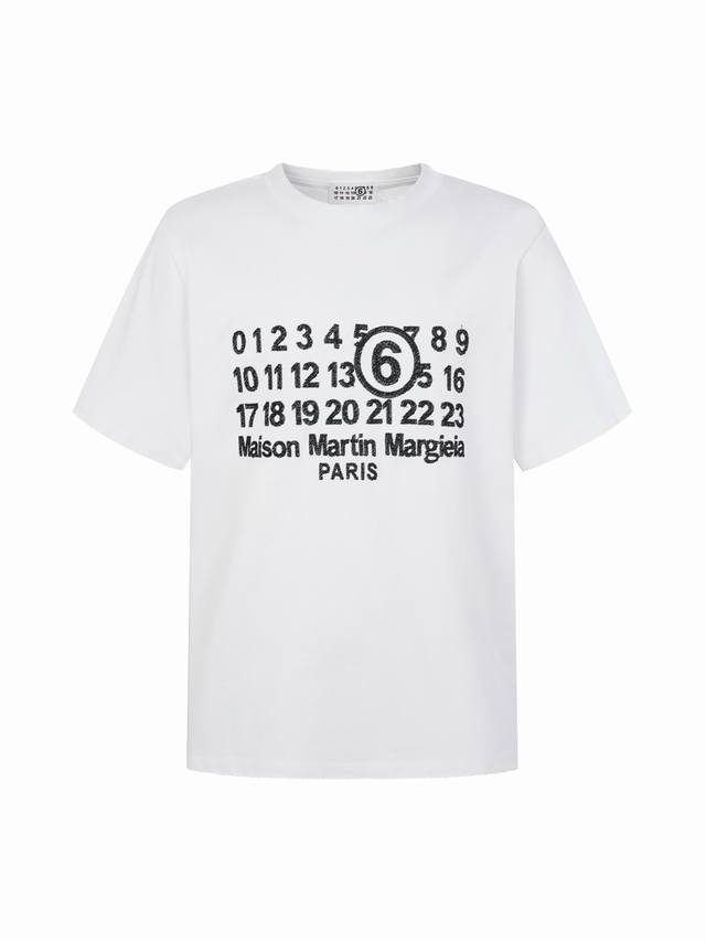 p140 Margiela Mm6 New Letter Embroidery Heavy-Duty Short-Sleeve T-Shirt, 340g He