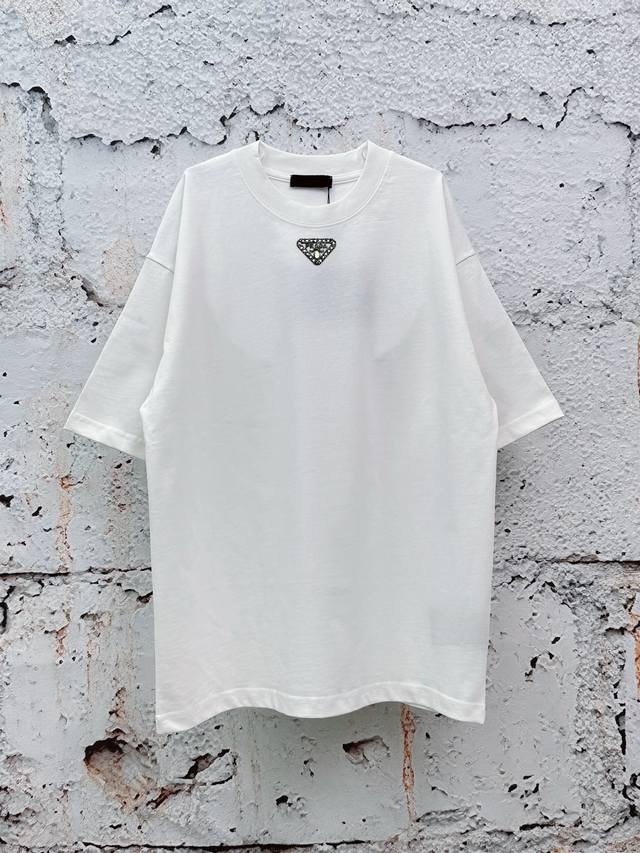 p100 Prada Triangle Logo Short-Sleeve T-Shirt, Unisex. Made with top-grade 280g