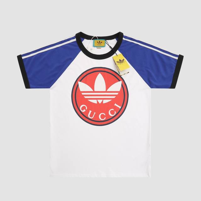 p110 Adidas X Gucci collaboration short-sleeved T-shirt with the popular trefoil