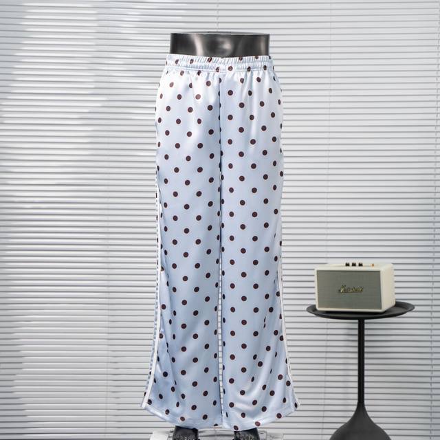 260 Adidas Originals Satin polka Dots Wide Leg Pants. These polka dot logo wide-
