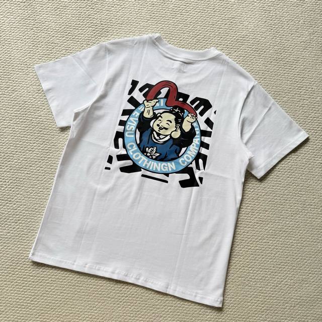 100 Japanese streetwear brand Evisu Fushen Dali Buddha Head short-sleeved pure c