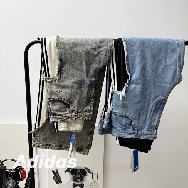 200 Adidas Originals Casual Retro Loose Deconstructed Denim Women's Pants (Same