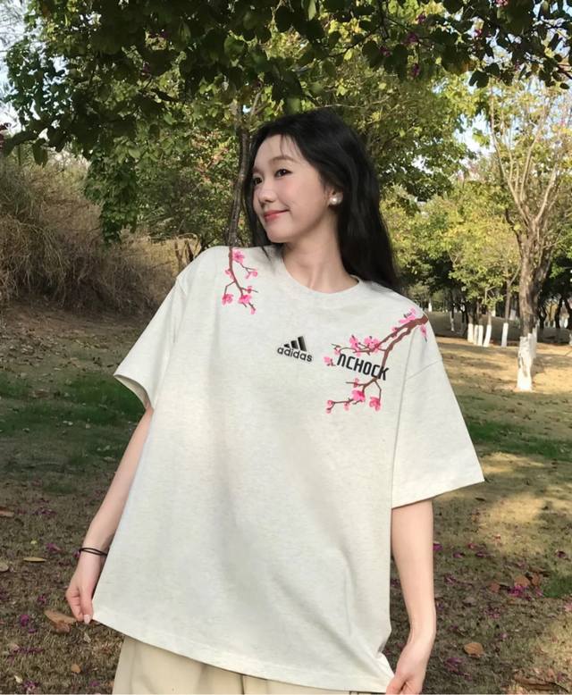 70 Adidas American High Street Chinese Style Short-Sleeve Couple T-Shirt, Loose