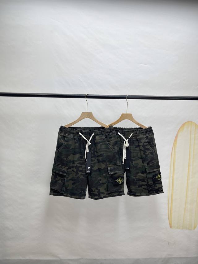 120Stone Island 2026 Summer New Reissue Camouflage Large Pocket Denim Shorts (5-