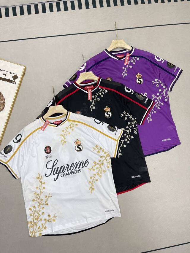210Supreme Fw25 Floral Soccer Jersey, Floral Embroidery Print Mesh No. 9 Short S