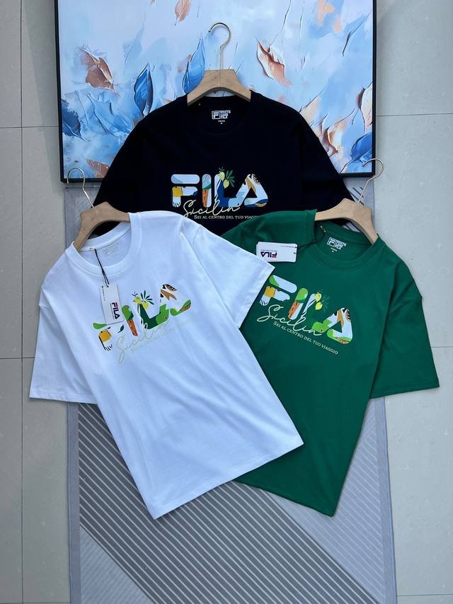 p80 Fila Short-Sleeve T-Shirt Men's Summer New Printed Crew Neck Sports Top (Yi