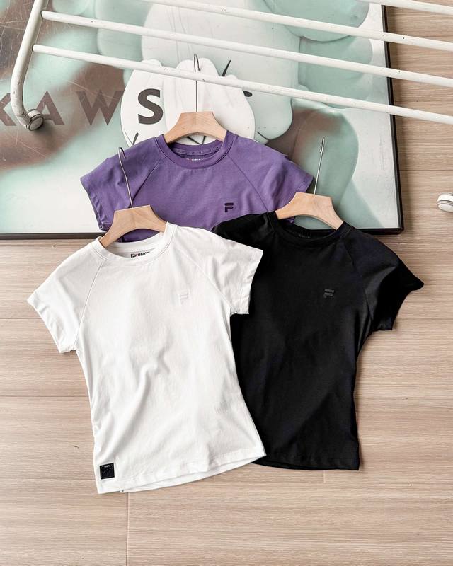 100 Fila Fusion Women's Knitted Short-Sleeve T-Shirt 2026 Spring Casual T-Shirt