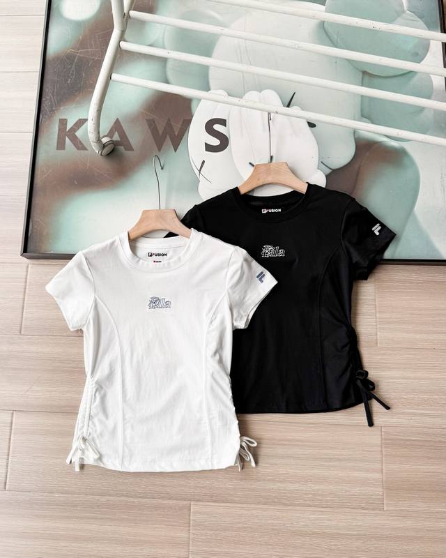 120 Fila Fusion Women's Knitted Short-Sleeve T-Shirt 2026 Summer New Fashionable