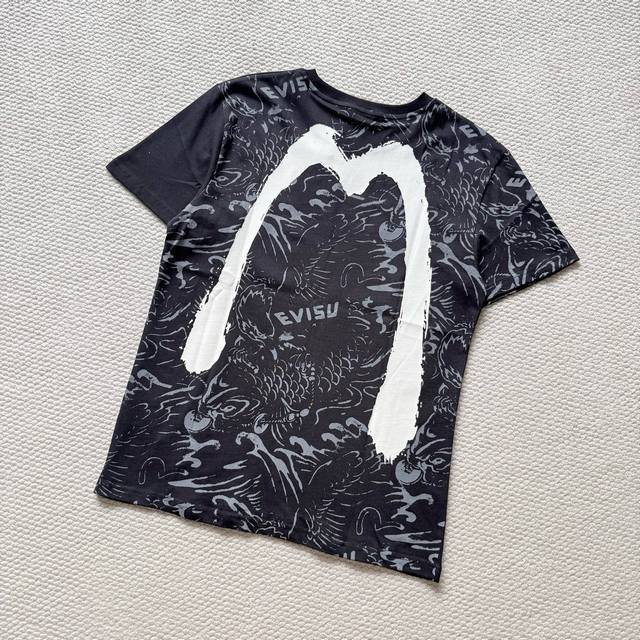 100 Japanese style Evisu all-over koi print short-sleeved T-shirt, loose fit, st