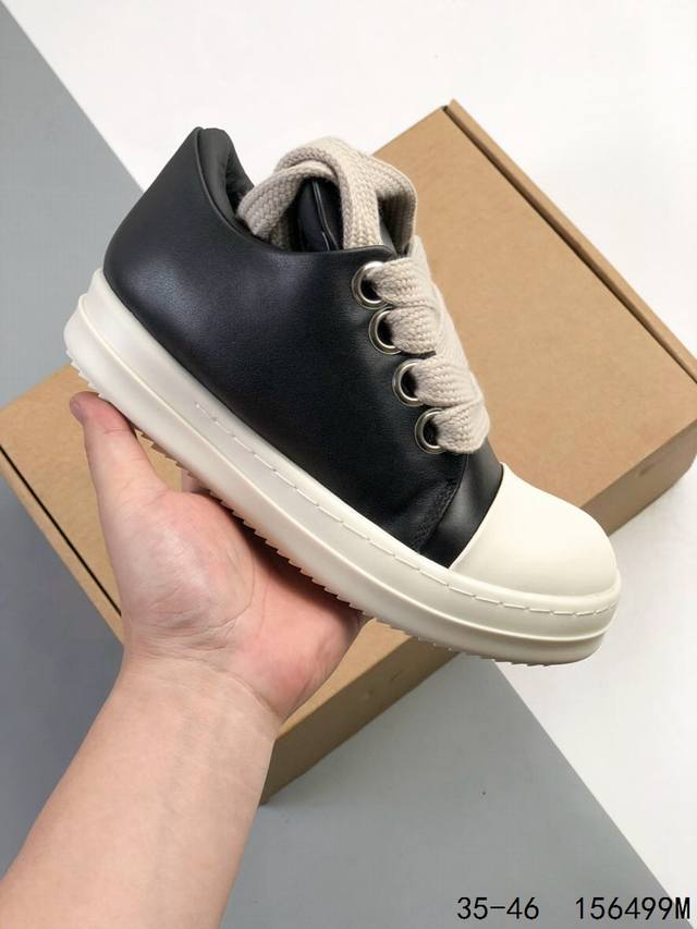 440 Rick Owens 瑞克 欧文斯 低帮高街休闲板鞋 原鞋开发 独家私模大底 定制流苏鞋面布料 针车间距都是极致还原 一比一规格礼盒装 重达3斤以上
