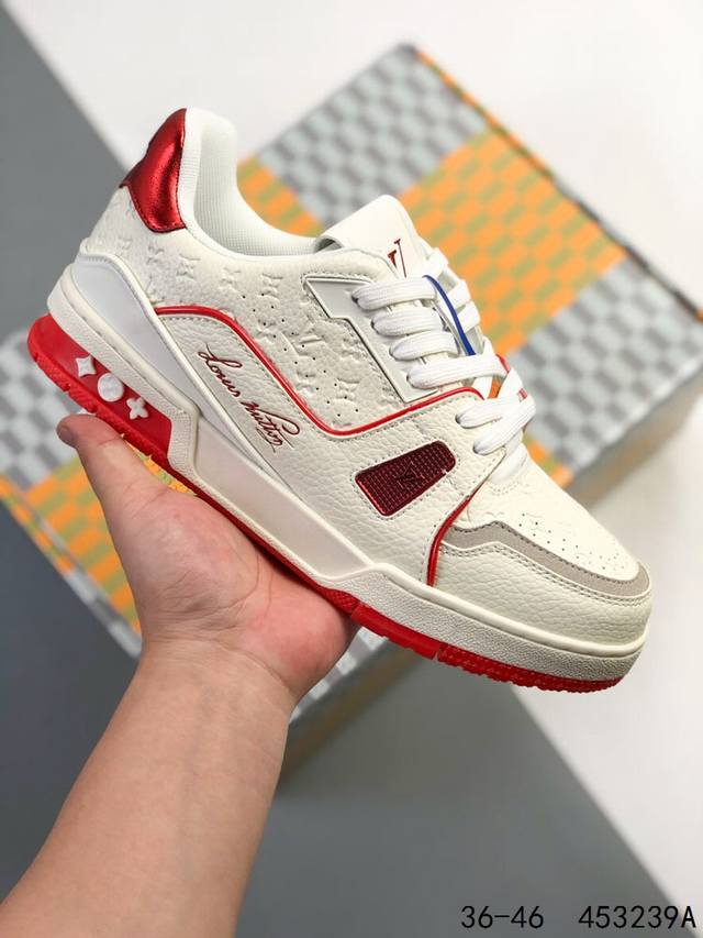 230 Lv路易威登Louis Vuitton Trail Sneaker Low休闲运动文化百搭篮球板鞋 致Tpr光泽鞋底#耐弯折滴塑支持片#鞋垫嵌入超软脚