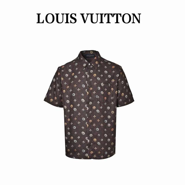 本地自取300 Louis Vuitton 路易威登 26Ss 老花雏菊满印套装短袖衬衫 Lv Monogram波点短袖衬衫，经典棕色底+黄色白色波点，复古