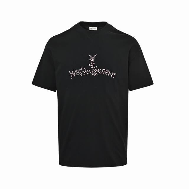 Local pickup: 160 Saint Laurent Embroidered Logo Short-Sleeve T-Shirt Custom-mad