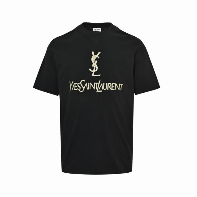 Local pickup: 160 Saint Laurent Gold-stamped Logo Print Short-Sleeve T-Shirt Cus