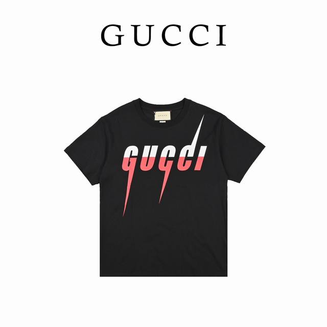 本地自取160 Gucci 古驰 19Ss 闪电Logo印花短袖 采用100%长绒棉材质加厚针织棉面料制作而成，粗布面纹路，做蚀毛工艺后的平滑效果，跟以往的
