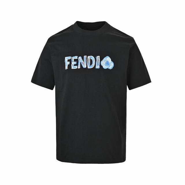 本地自取：160 Fendi 芬迪 26Ss 蓝字母刺绣短袖 轻奢主义 男女日常通勤穿搭必备单品 正确版本 欢迎对比 详细特征 320克100% 纯棉双