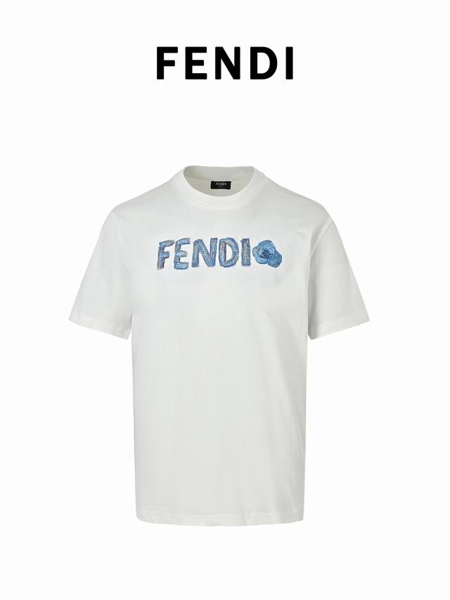 本地自取：170 Fendi 芬迪 26Ss 蓝字母刺绣短袖 轻奢主义 男女日常通勤穿搭必备单品 正确版本 欢迎对比 详细特征 320克100% 纯棉双