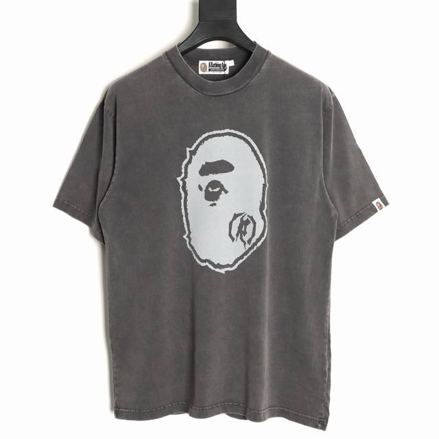 本地自取200 Bape 刀割猿人头洗水短袖T恤 高克重重磅棉260G 黑色为重工洗水工艺 胸前为印花做旧工艺 所有辅料均为定制 尺码：S-Xl