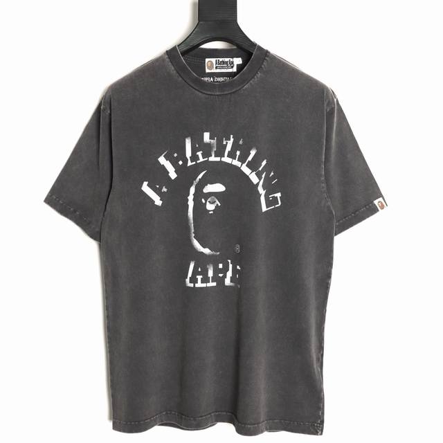 本地自取200 Bape 幻影猿人头洗水短袖T恤 高克重重磅棉260G 黑色为重工洗水工艺 胸前为印花做旧工艺 所有辅料均为定制 尺码：S-Xl