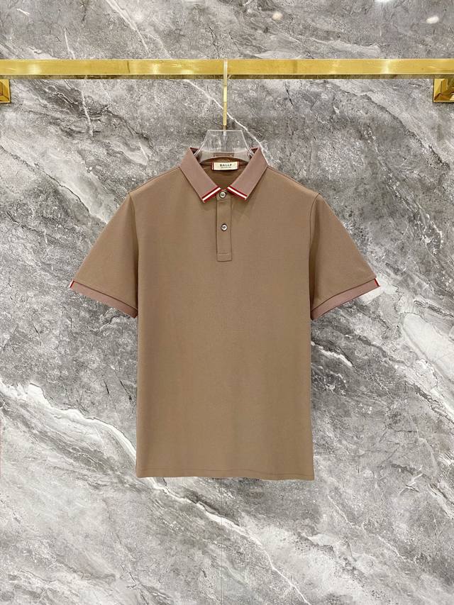 300 Bally 2026Ss Summer New Men's Loose-Neck Shirt with Leather Patchwork Letter